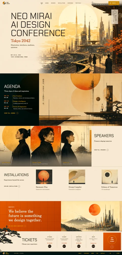 Screenshot of the implemented Neo Mirai conference page.