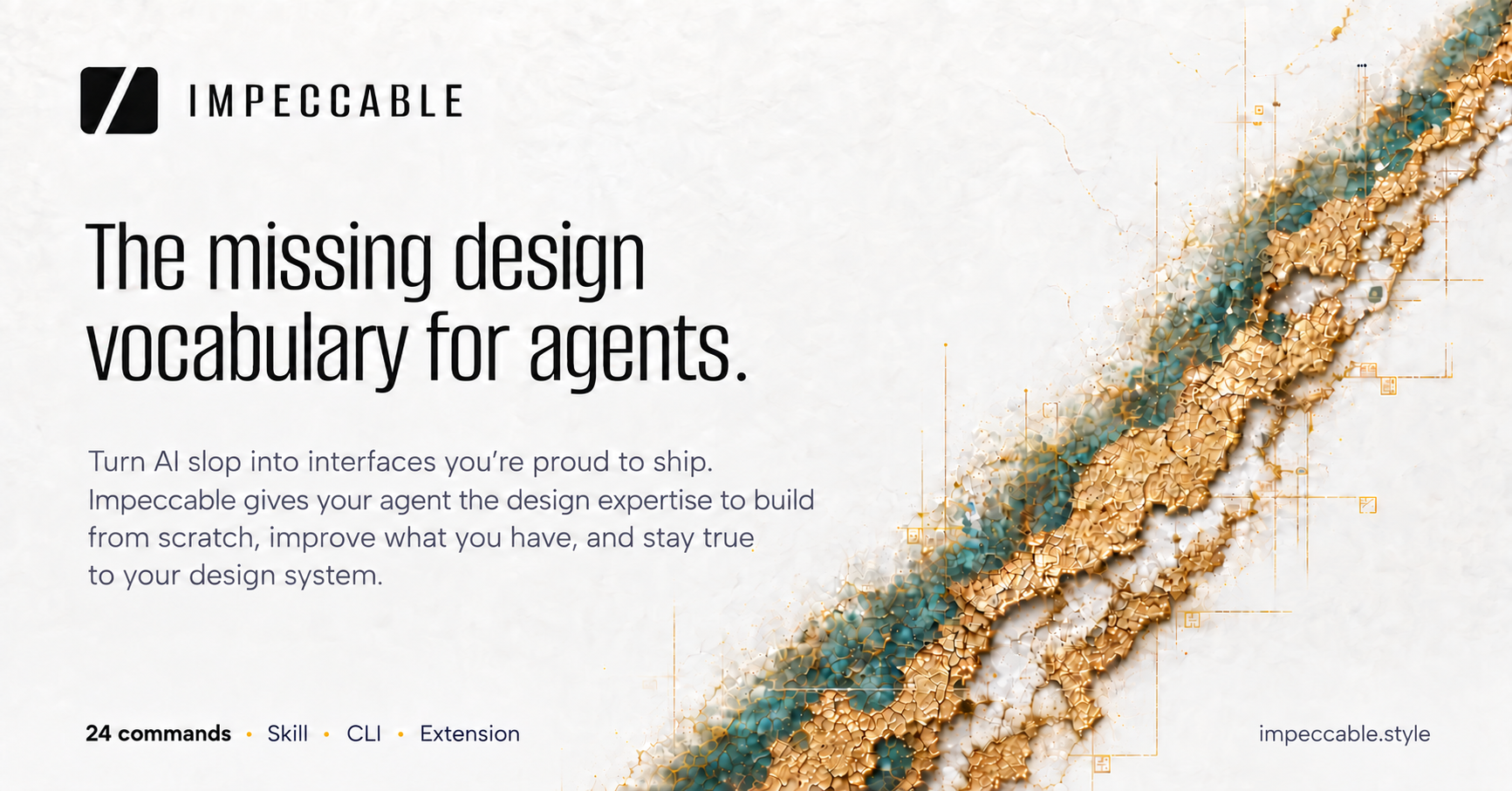 impeccable.style — Turn AI slop into interfaces you’re proud to ship. Impeccable gives your agent the…